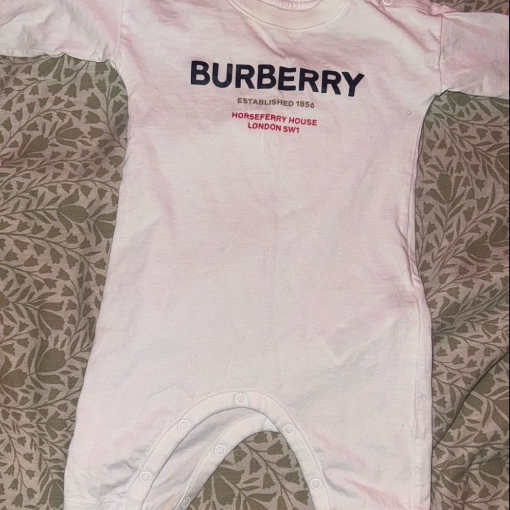 Burberry White Kids Bodysuit with Logo Print